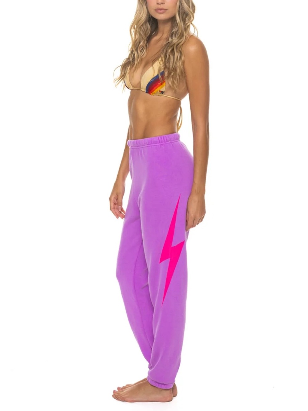 Aviator Nation Neon Purple Bolt Sweatpants